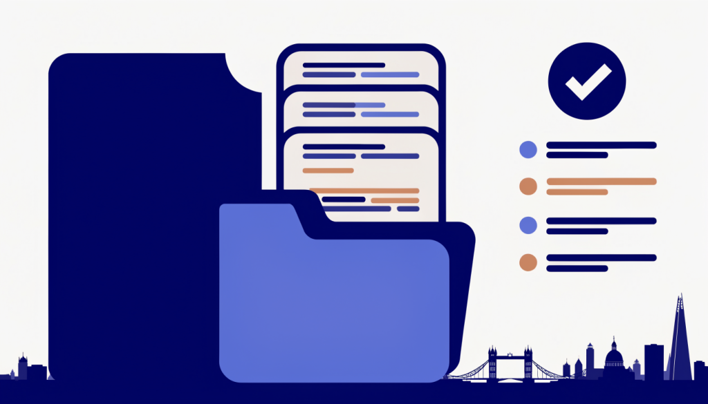 Illustration of a passport and supporting documents for a visa translation