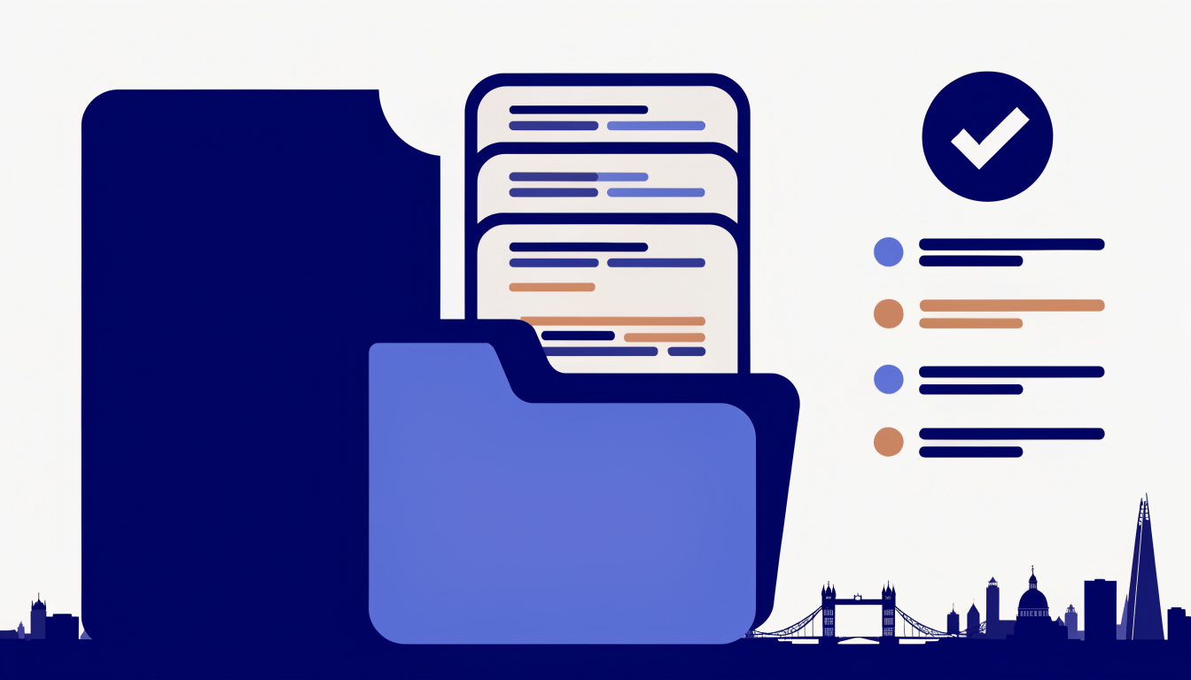 Illustration of a passport, supporting documents and a translation checklist